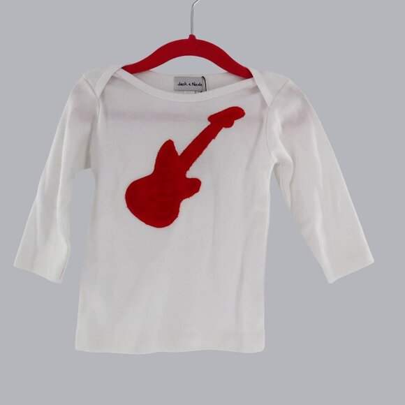 Jack & Nicole Guitar Tee Baby 12-18M White Normcore Relaxed Casual Playful NWT - Picture 1 of 7